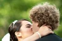 First kiss for the new married couple